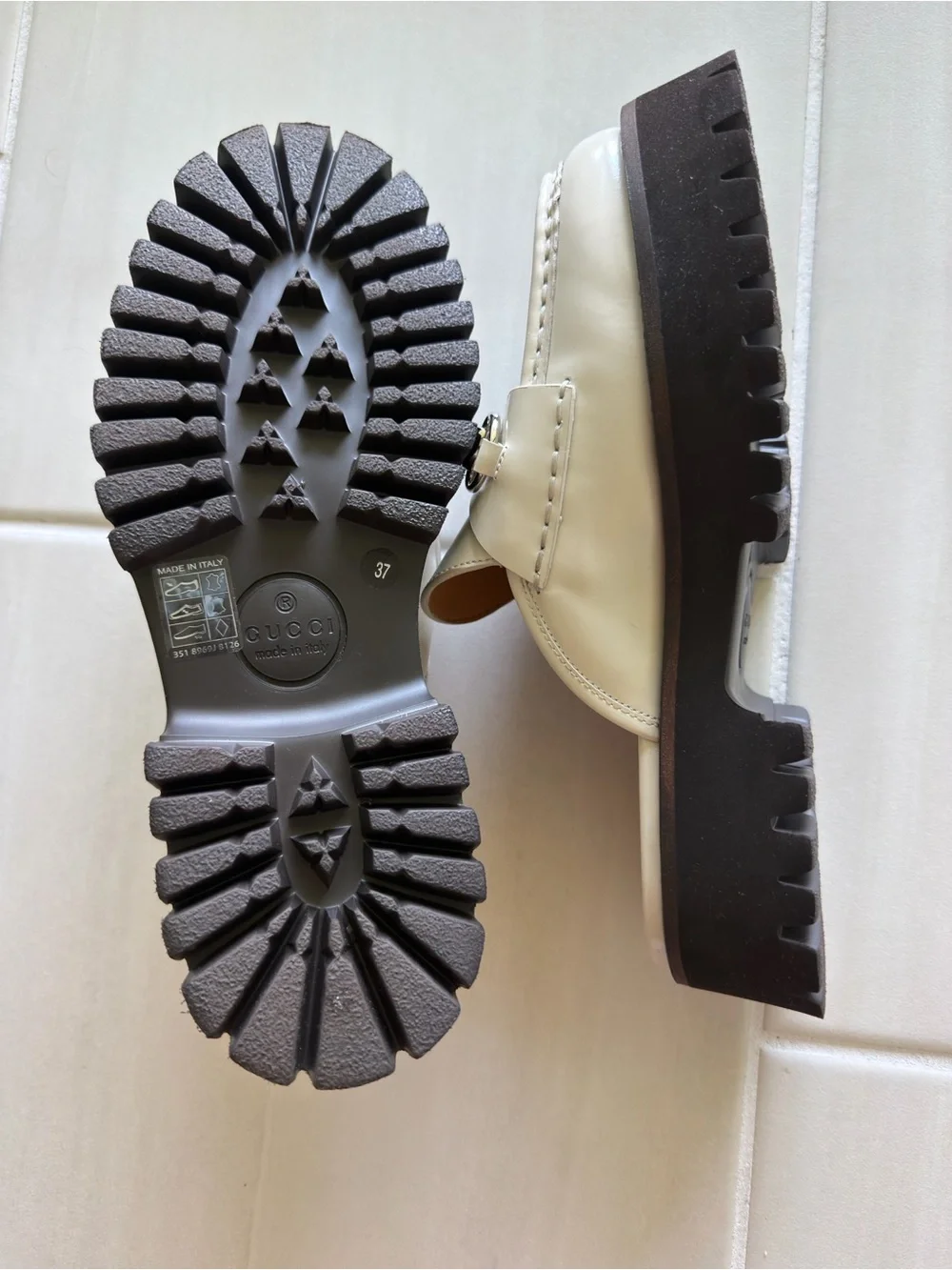 Gucci Cream Leather Horsebit Backless Loafers